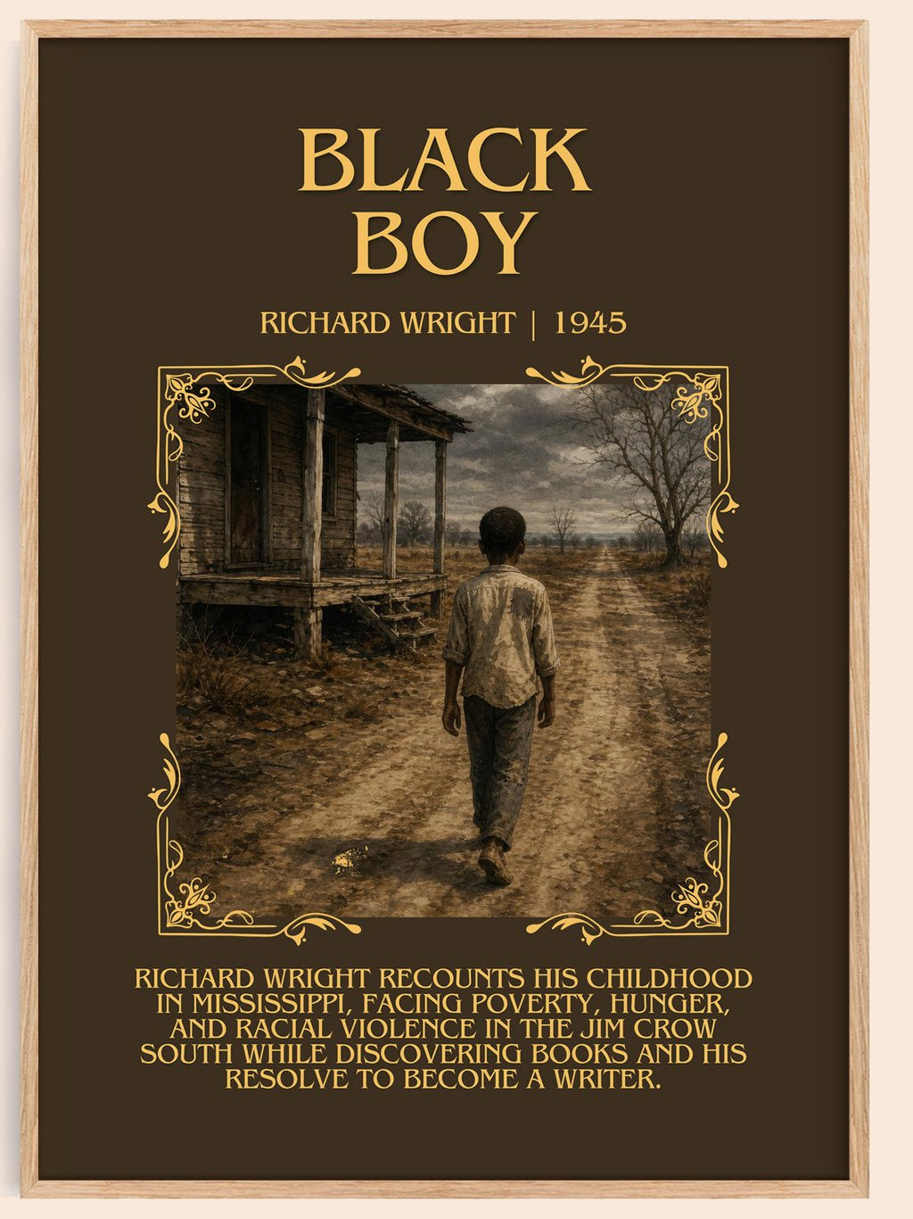 Black Boy Minimalist Book Poster by Richard Wright – book poster