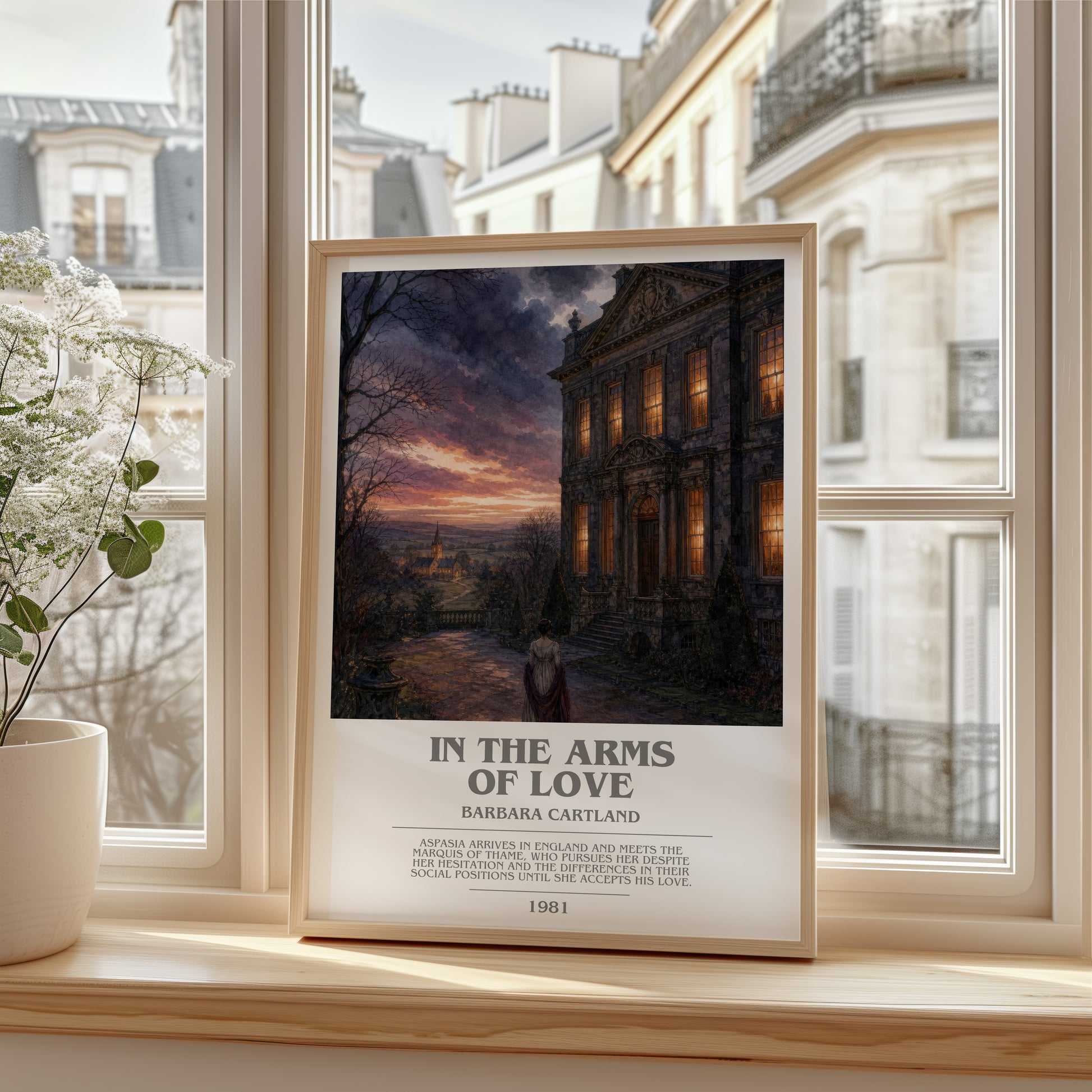 In The Arms Of Love bookish poster colour and style options – Barbara Cartland book art