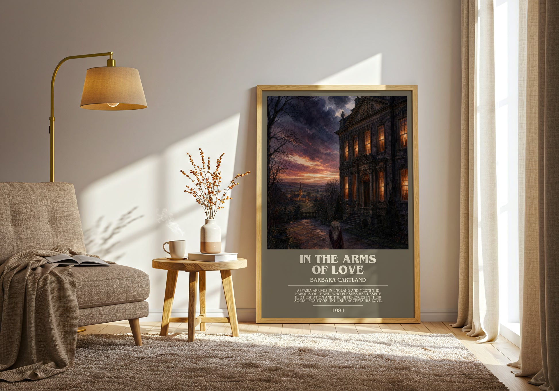 In The Arms Of Love bookish print on bookshelf – Barbara Cartland fan gift