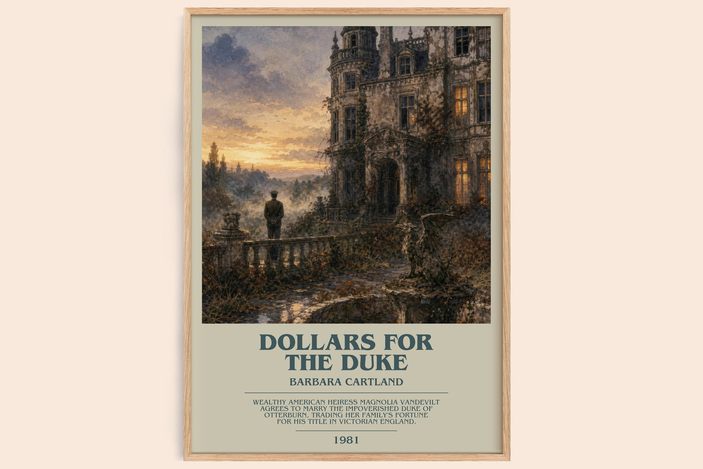 Dollars For The Duke bookish book poster by Barbara Cartland – framed literary art print