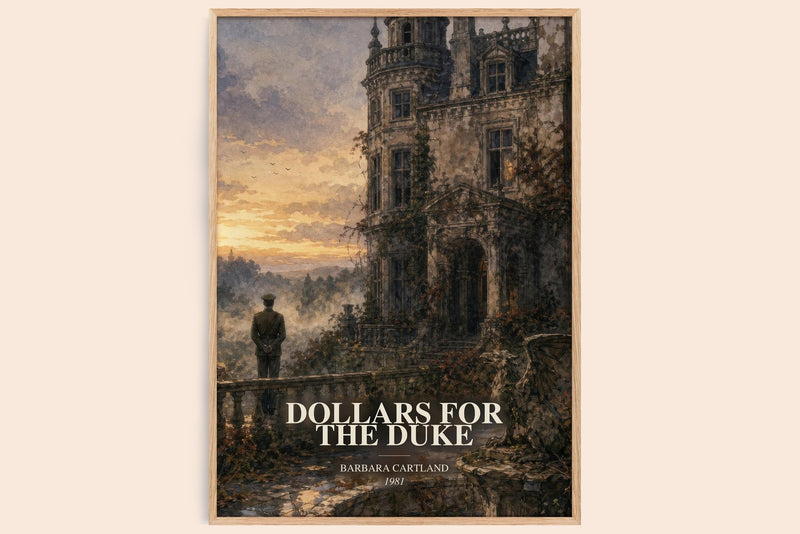 Dollars For The Duke watercolour book poster by Barbara Cartland – framed literary art print
