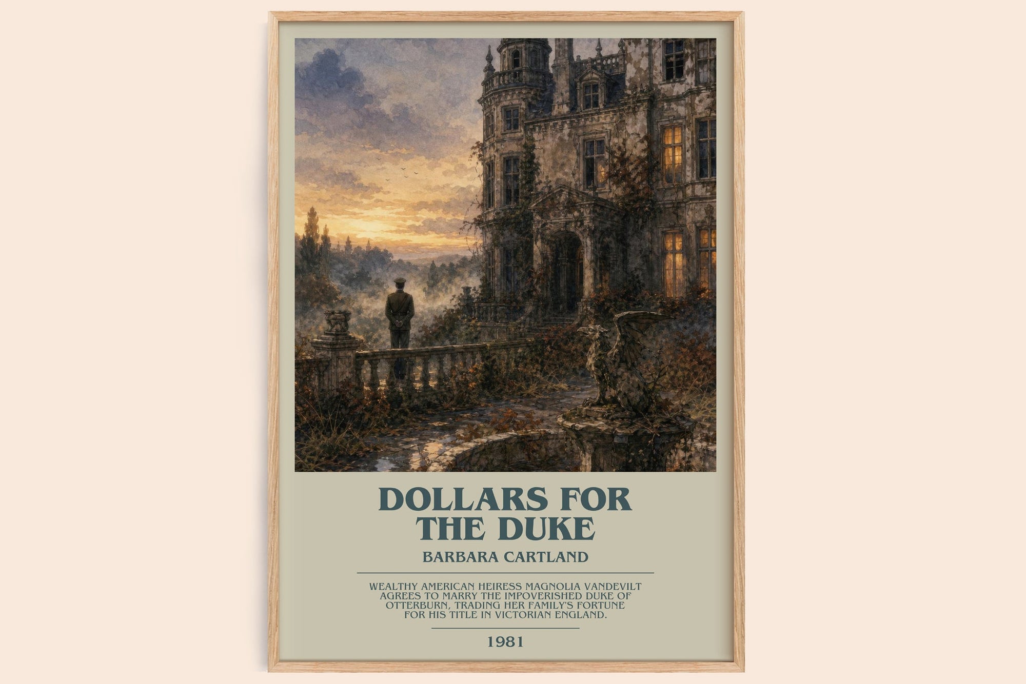 Dollars For The Duke bookish book poster by Barbara Cartland – framed literary art print