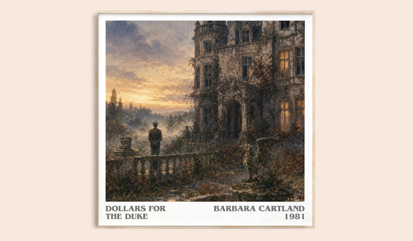 Dollars For The Duke literary book poster by Barbara Cartland – framed literary art print
