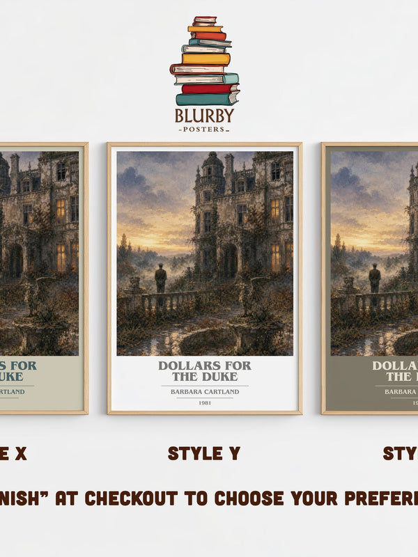 Dollars For The Duke book cover print in frame leaning in hallway – romance wall art