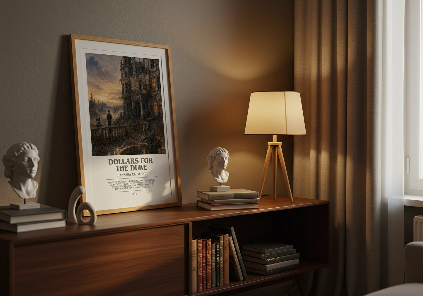 Dollars For The Duke bookish book poster framed on wall – romance wall art