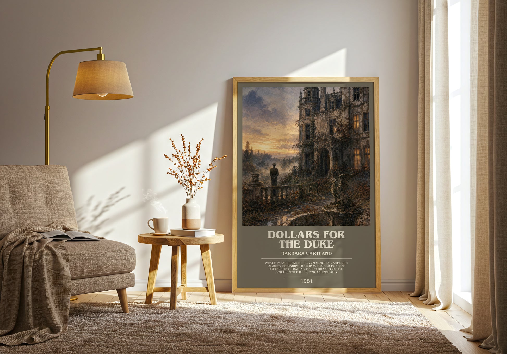 Dollars For The Duke bookish print on bookshelf – Barbara Cartland fan gift
