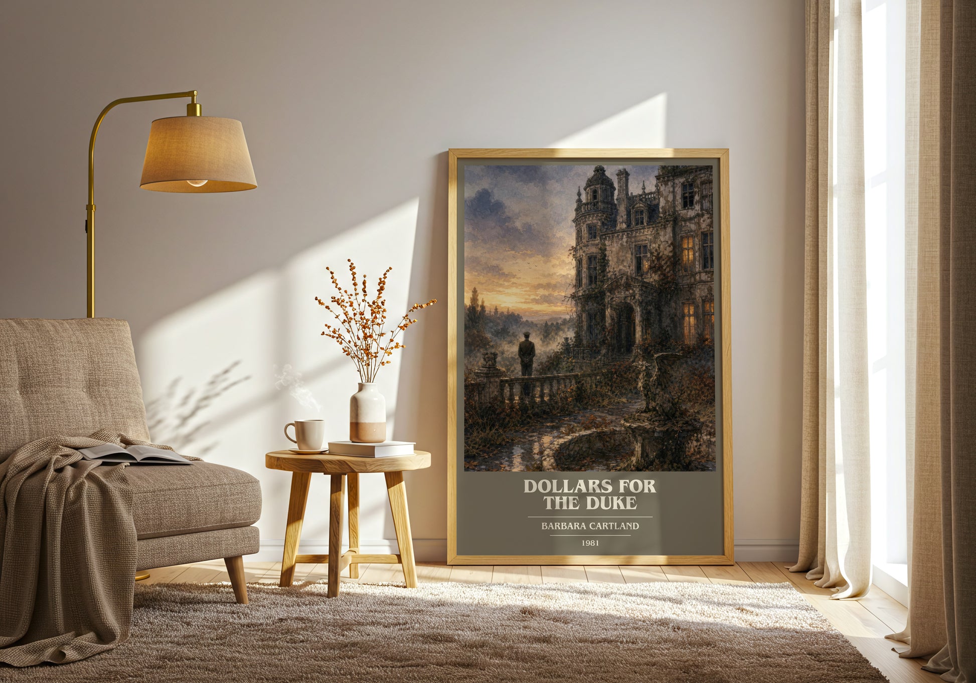 Dollars For The Duke book cover print on bookshelf – Barbara Cartland fan gift