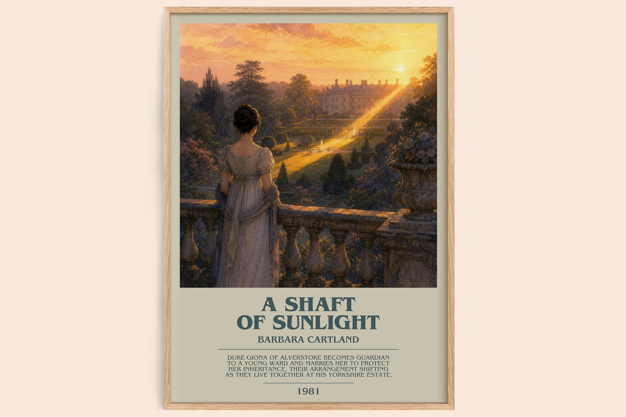 A Shaft Of Sunlight bookish book poster by Barbara Cartland – framed literary art print