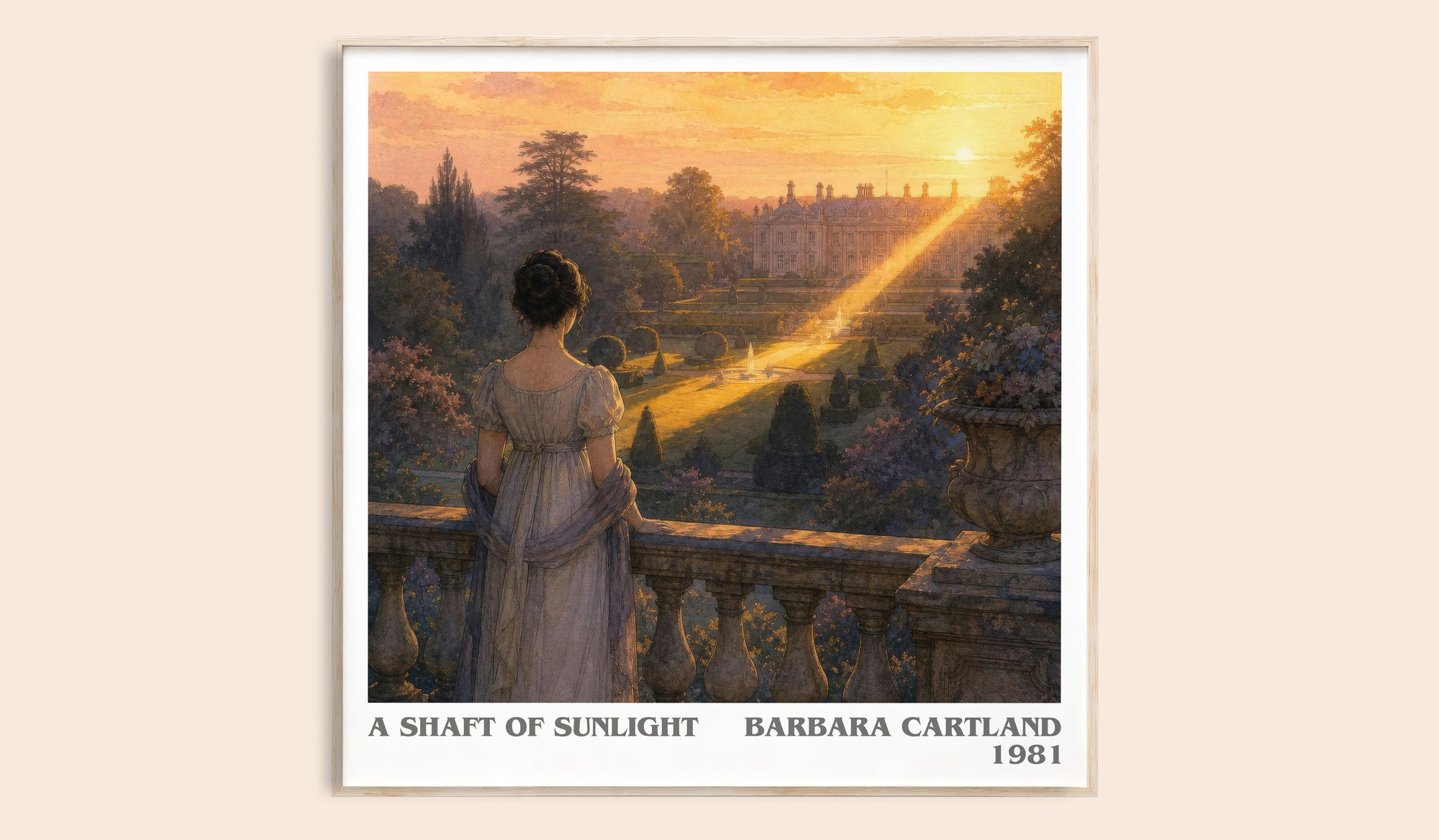 A Shaft Of Sunlight literary book poster by Barbara Cartland – framed literary art print