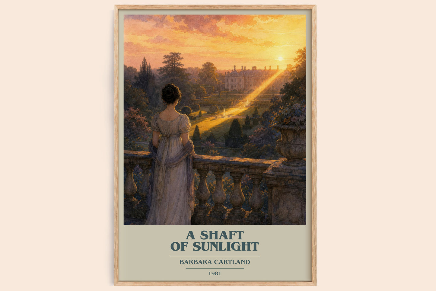A Shaft Of Sunlight book cover book poster by Barbara Cartland – framed literary art print