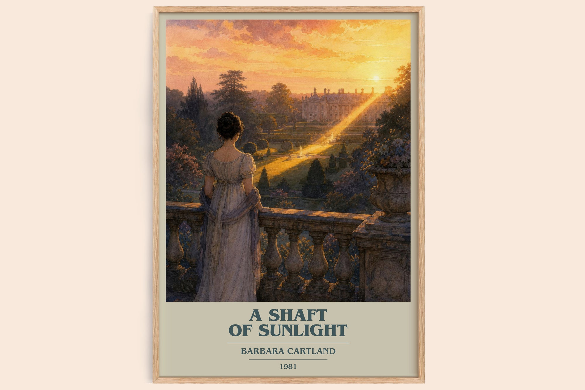 A Shaft Of Sunlight book cover book poster by Barbara Cartland – framed literary art print