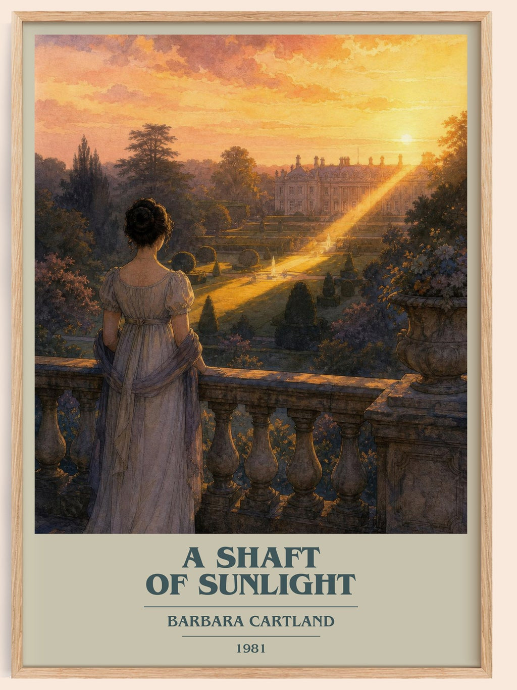 A Shaft Of Sunlight book cover book poster by Barbara Cartland – framed literary art print