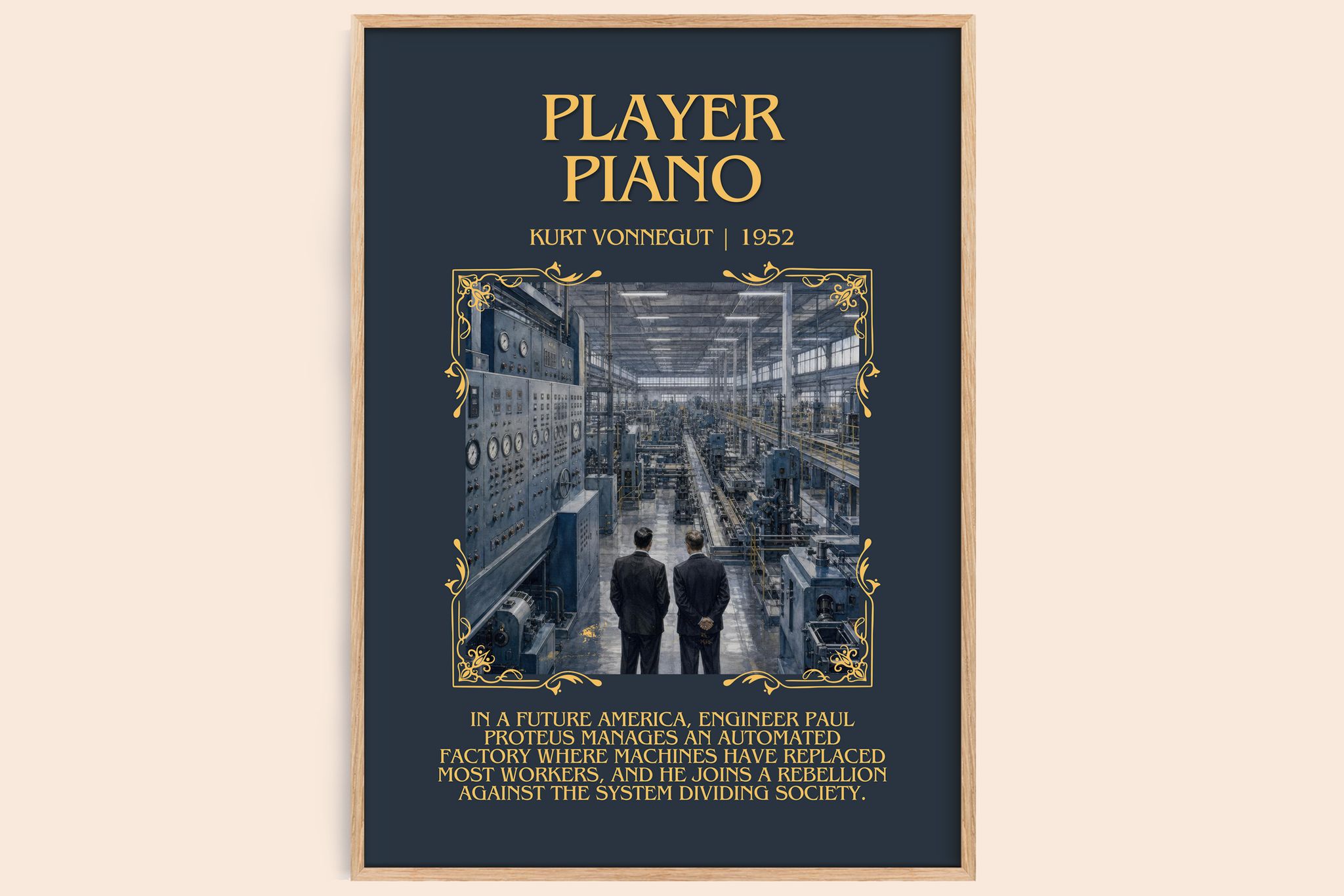 Player Piano Minimalist Book Poster by Kurt Vonnegut