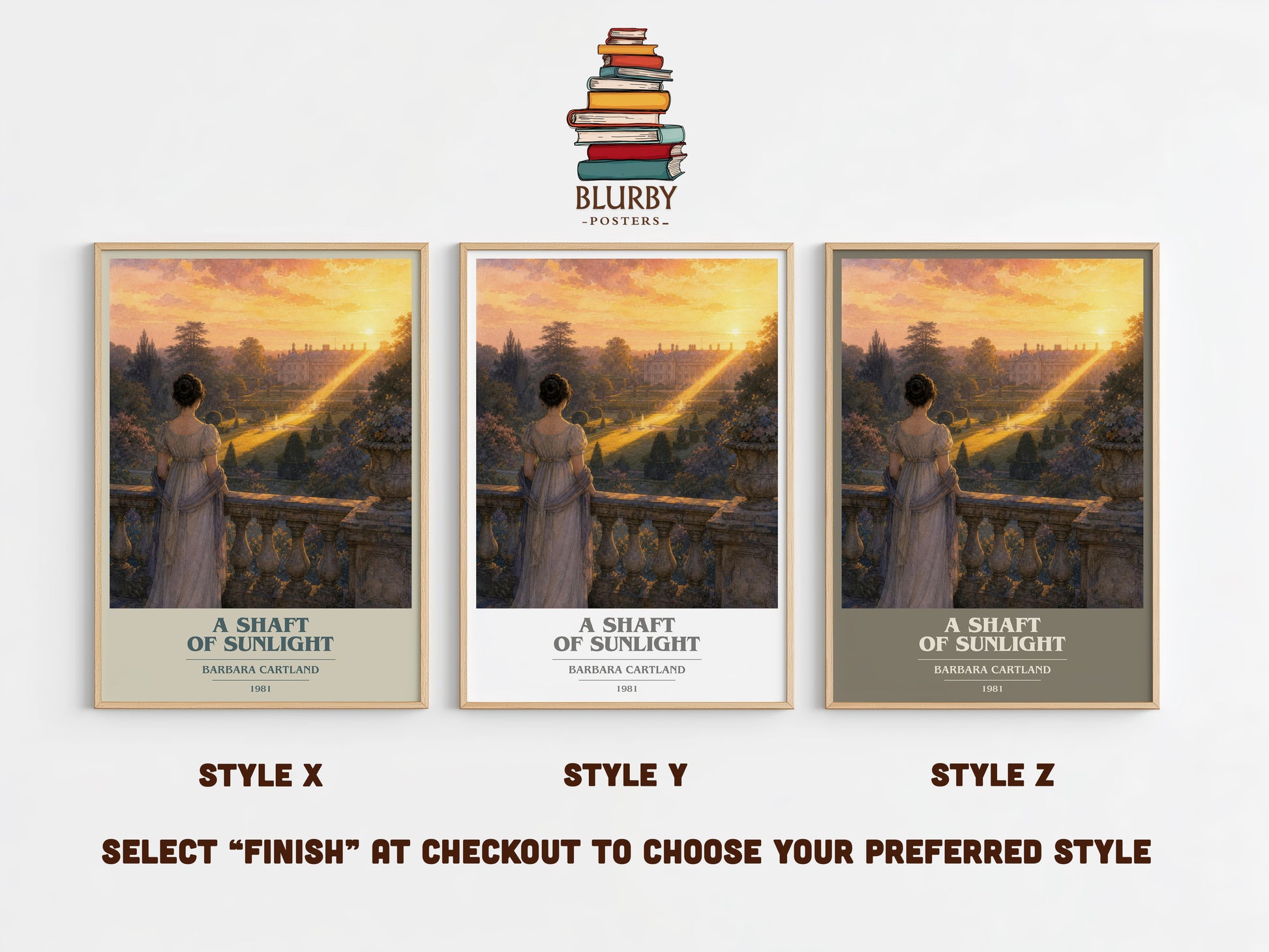 A Shaft Of Sunlight book cover print in frame leaning in hallway – romance wall art