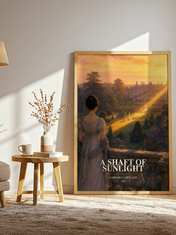 A Shaft Of Sunlight watercolour print in frame leaning in hallway – romance wall art