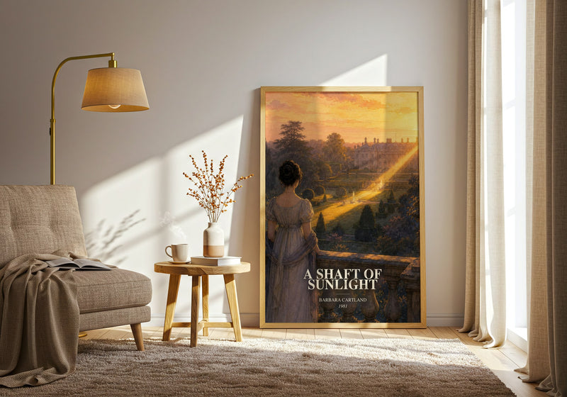 A Shaft Of Sunlight watercolour print in frame leaning in hallway – romance wall art