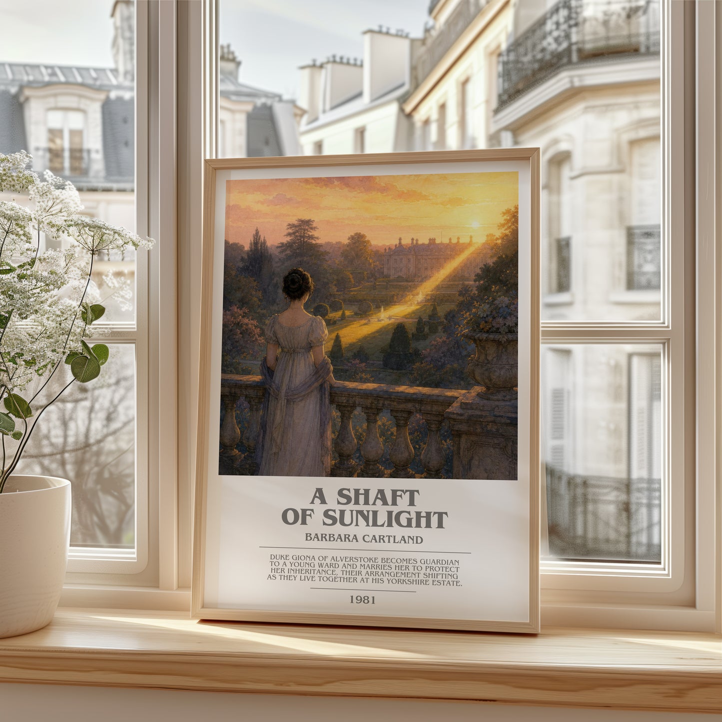 A Shaft Of Sunlight bookish poster colour and style options – Barbara Cartland book art
