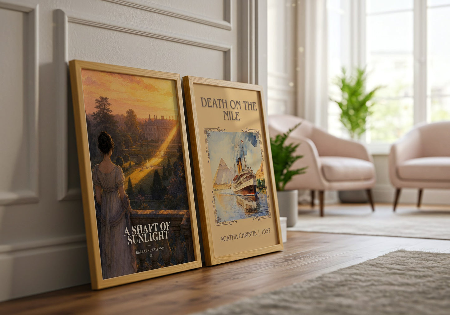 A Shaft Of Sunlight watercolour print framed by window – literary home decor
