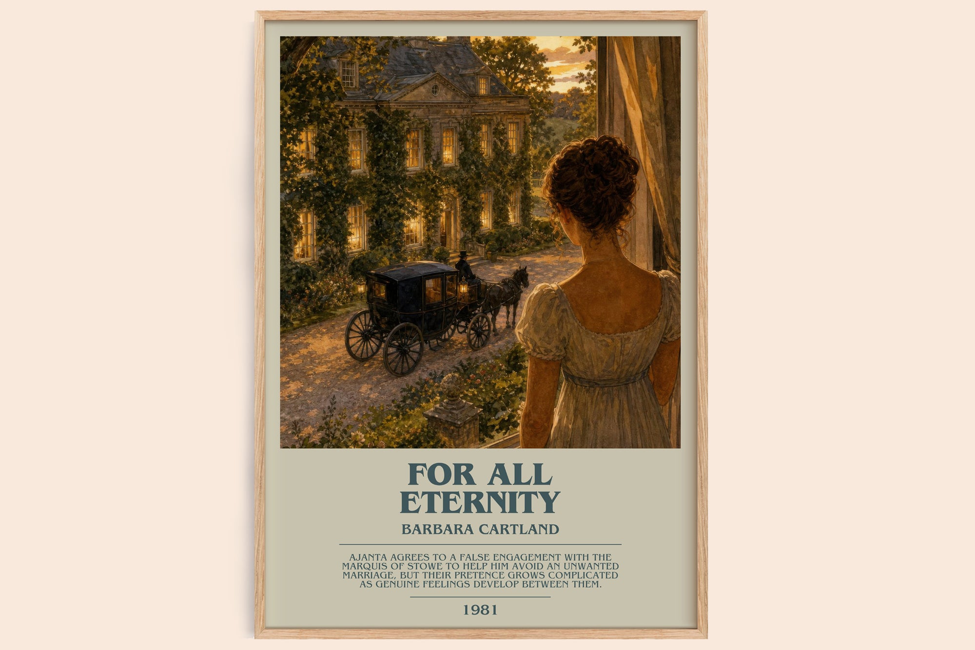 For All Eternity bookish book poster by Barbara Cartland – framed literary art print