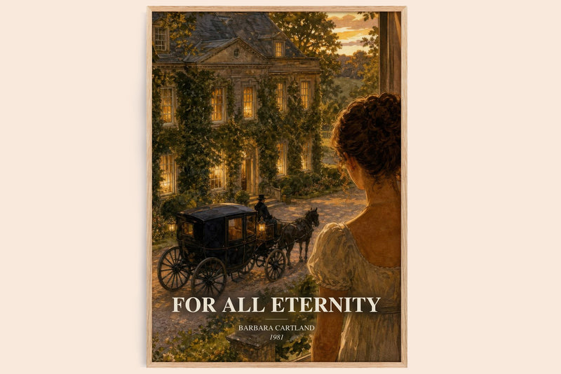 For All Eternity watercolour book poster by Barbara Cartland – framed literary art print