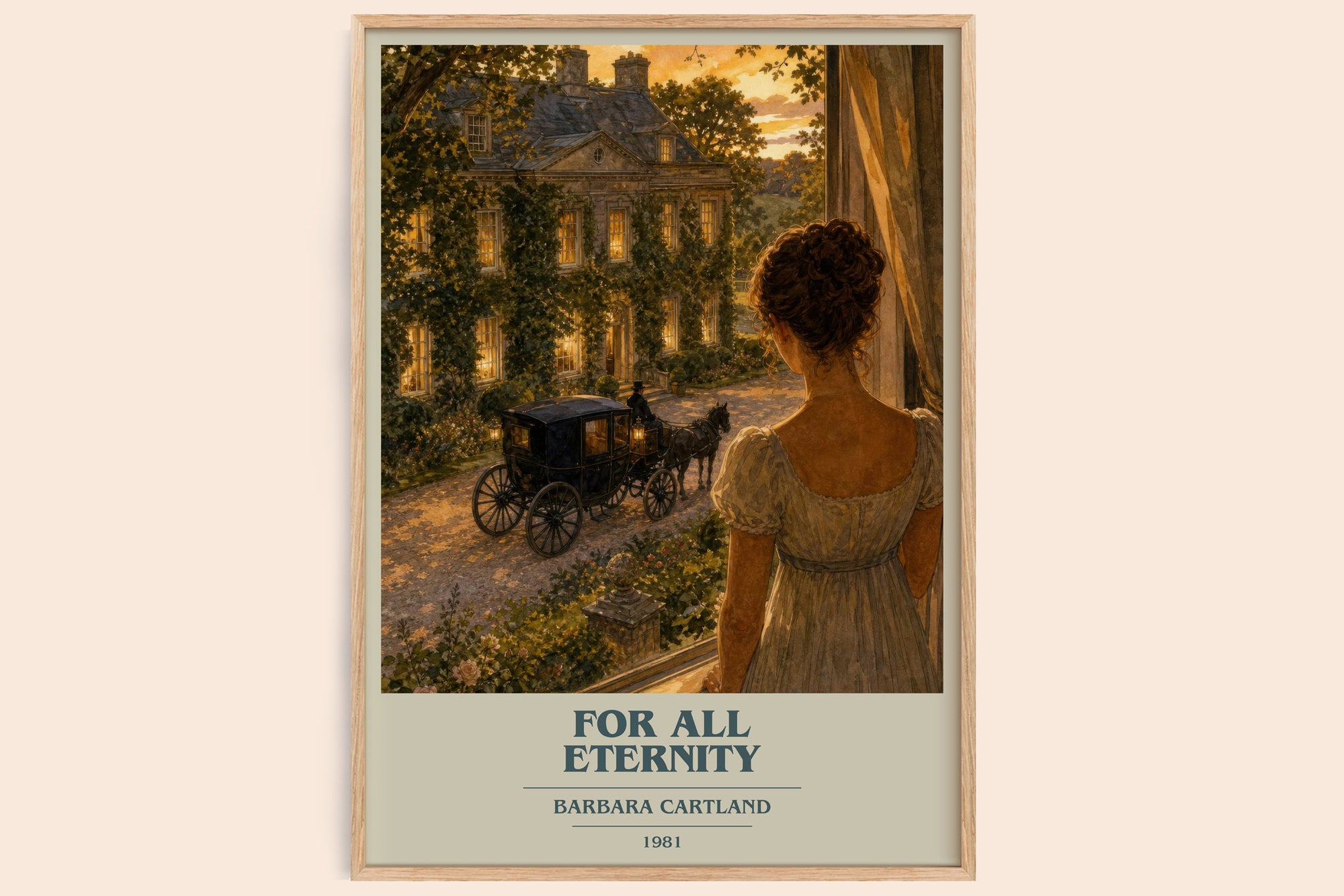 For All Eternity book cover book poster by Barbara Cartland – framed literary art print