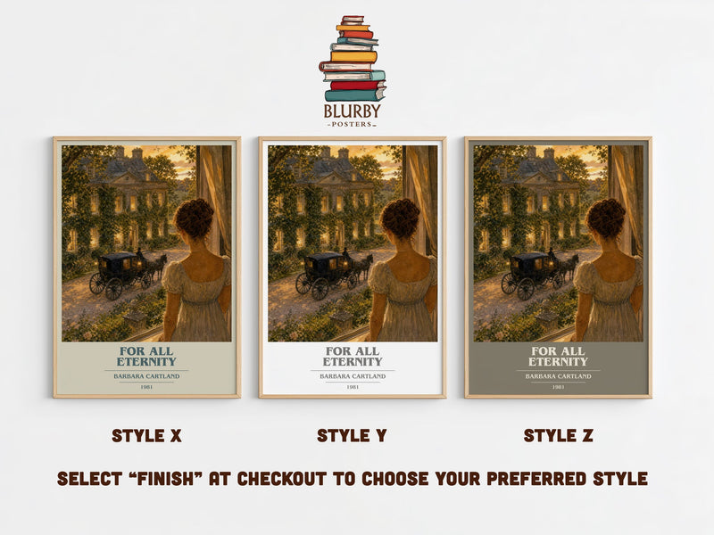 For All Eternity book cover print in frame leaning in hallway – romance wall art