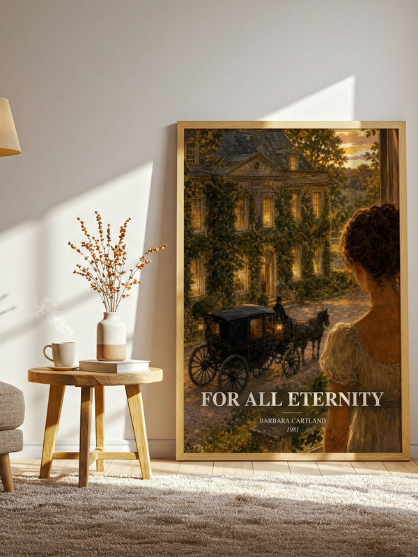 For All Eternity watercolour print in frame leaning in hallway – romance wall art
