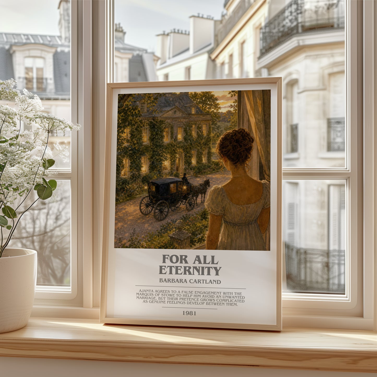 For All Eternity bookish poster colour and style options – Barbara Cartland book art