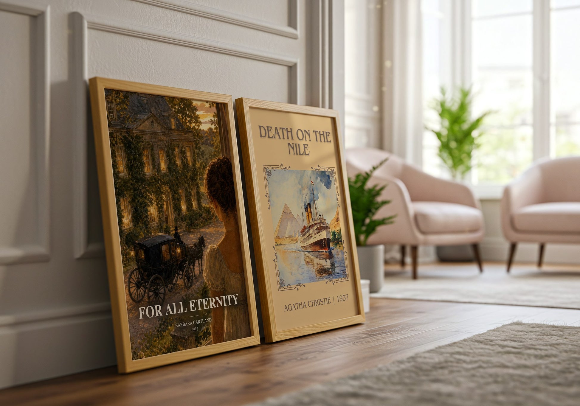 For All Eternity watercolour print framed by window – literary home decor