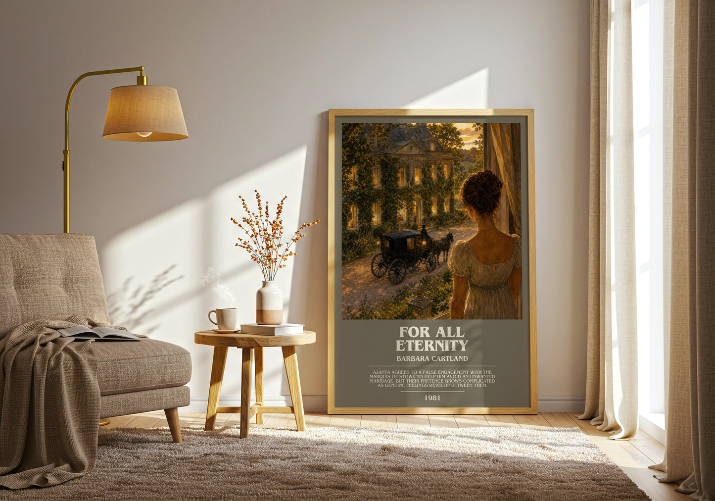 For All Eternity bookish print on bookshelf – Barbara Cartland fan gift