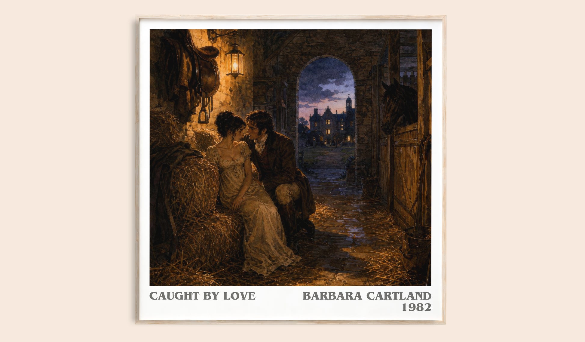 Caught By Love literary book poster by Barbara Cartland – framed literary art print