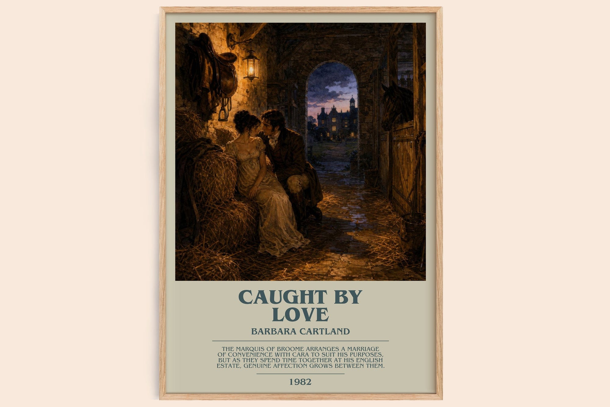 Caught By Love bookish book poster by Barbara Cartland – framed literary art print