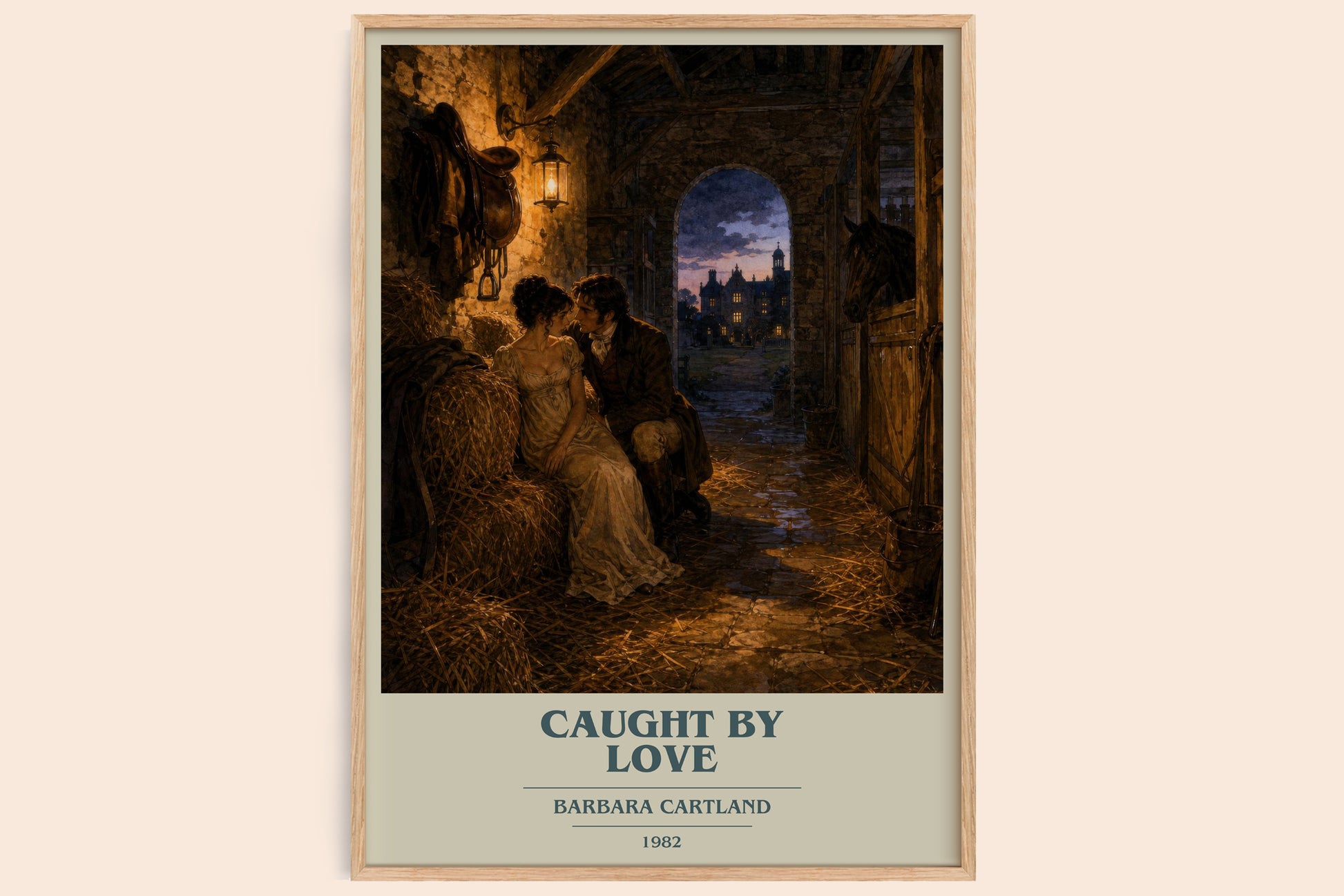 Caught By Love book cover book poster by Barbara Cartland – framed literary art print