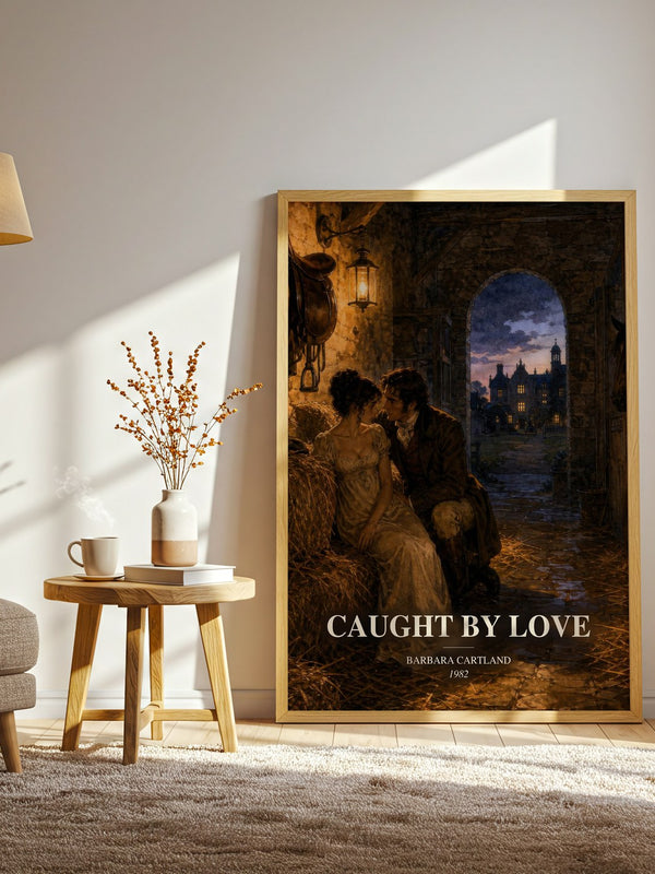Caught By Love watercolour print in frame leaning in hallway – romance wall art