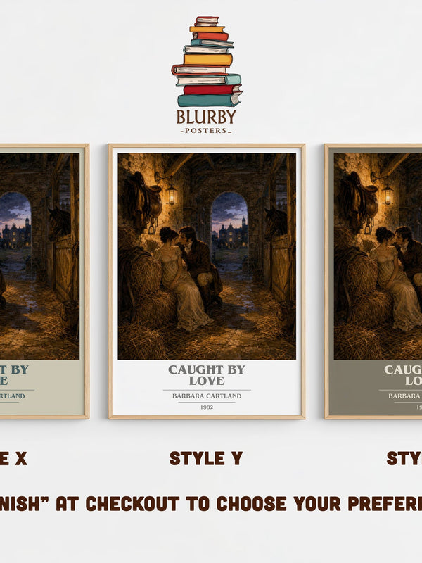 Caught By Love book cover print in frame leaning in hallway – romance wall art