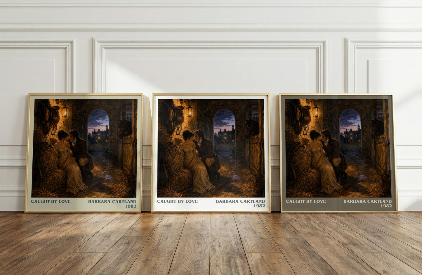 Caught By Love literary art print colour and style options – Barbara Cartland book art