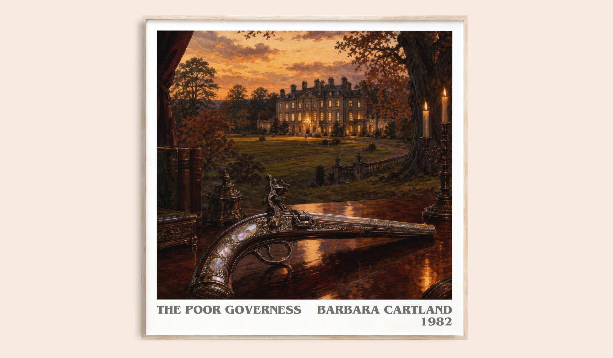 The Poor Governess literary book poster by Barbara Cartland – framed literary art print