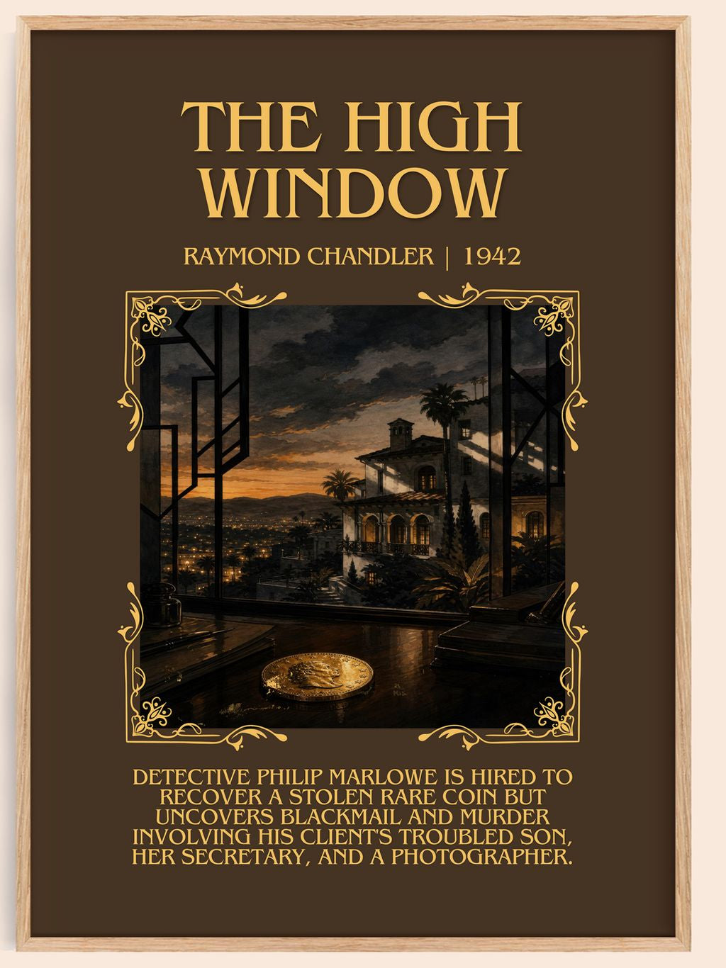 The High Window Minimalist Book Poster by Raymond Chandler – book poster
