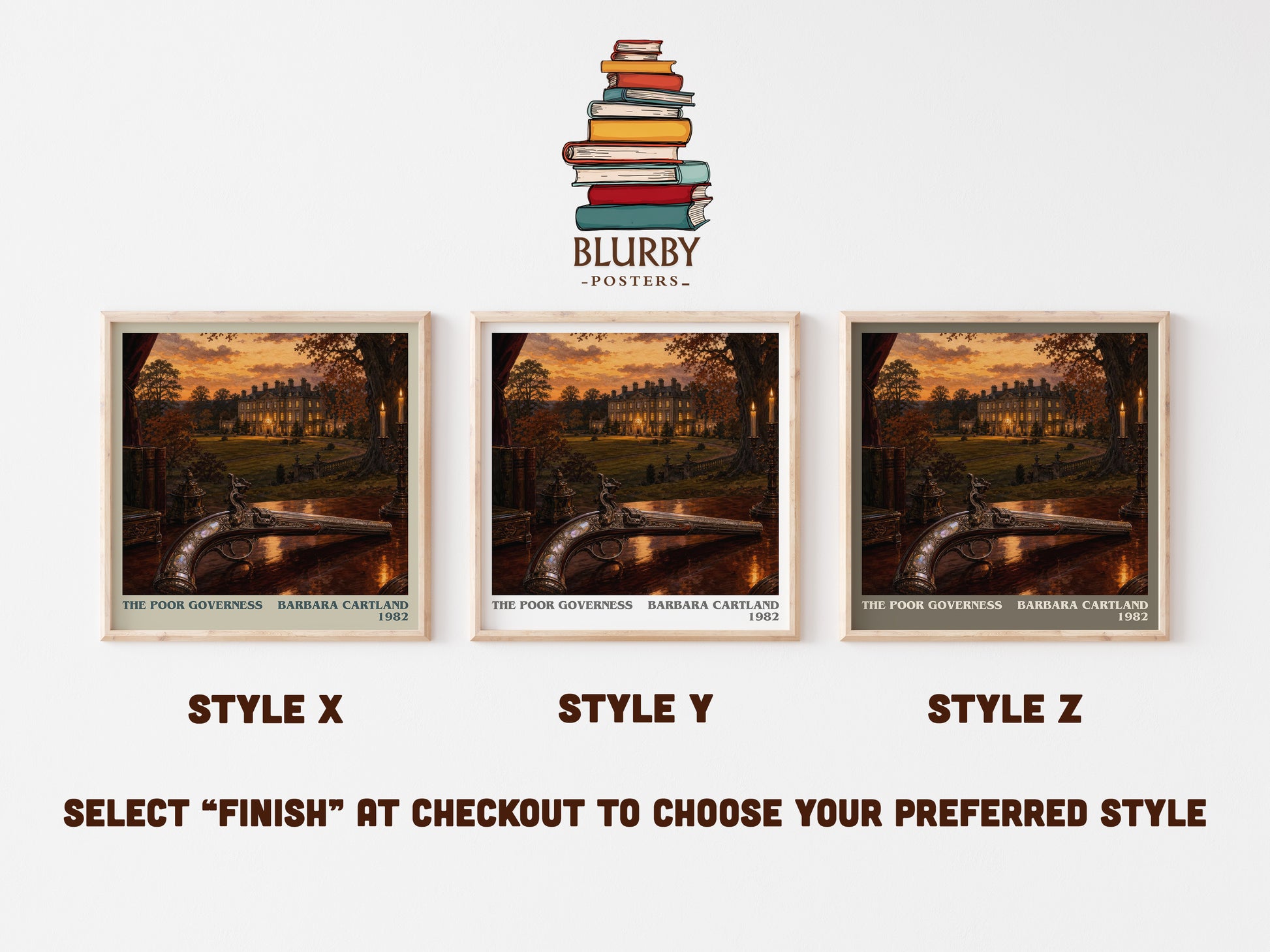 The Poor Governess literary print in frame leaning in hallway – romance wall art