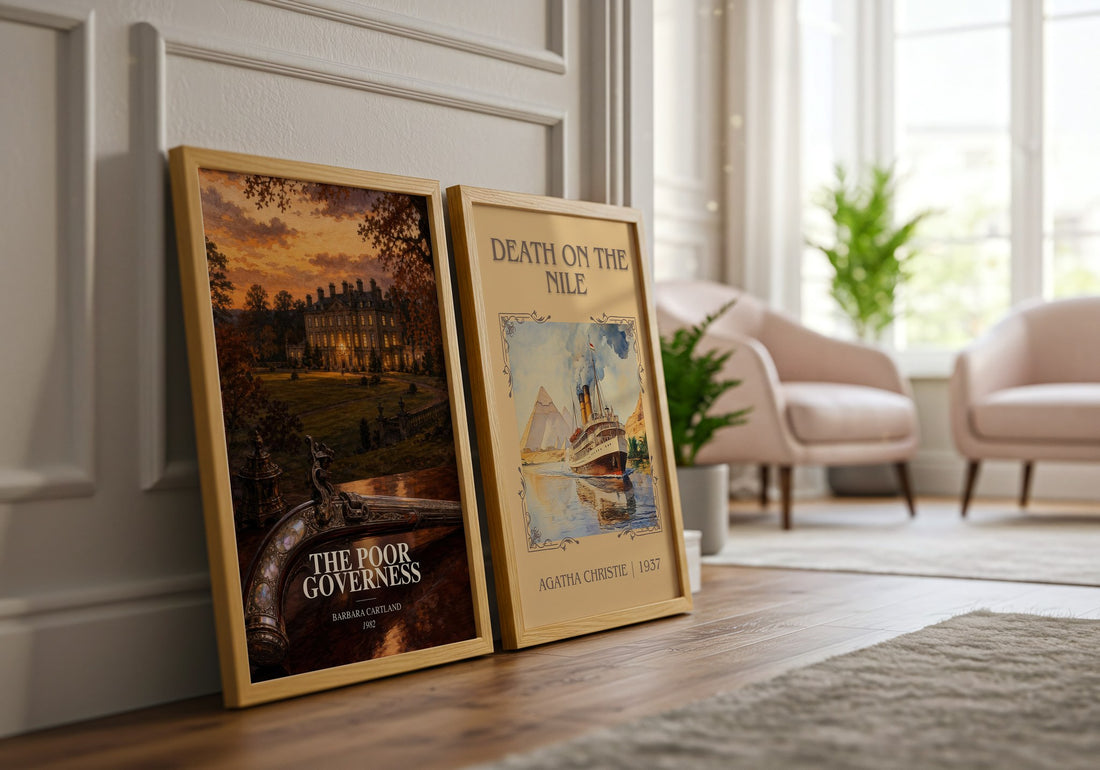 The Poor Governess watercolour print framed by window – literary home decor