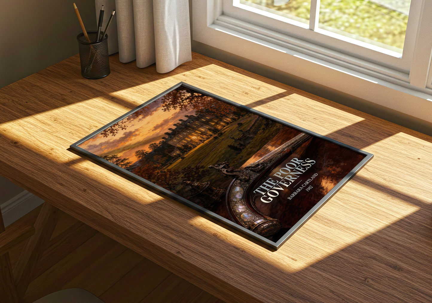 The Poor Governess watercolour book poster framed on wall – romance wall art