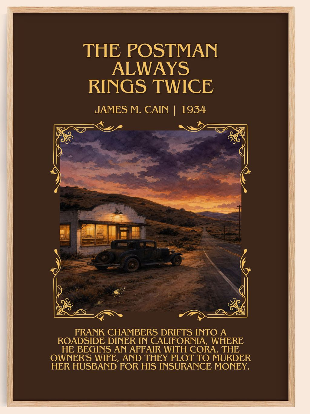 The Postman Always Rings Twice Minimalist Book Poster by James M. Cain – book poster