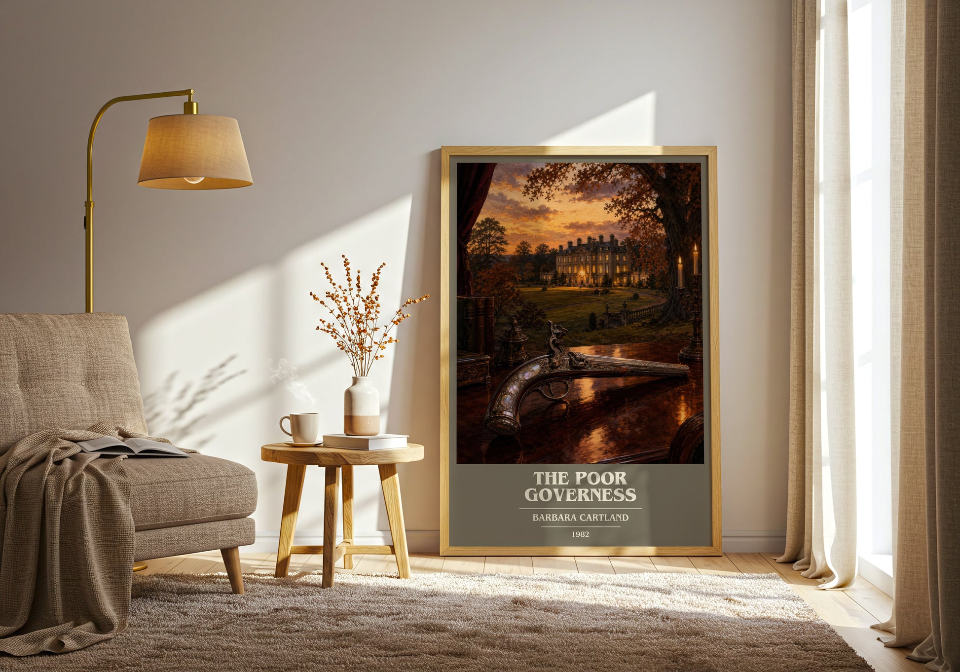 The Poor Governess book cover print on bookshelf – Barbara Cartland fan gift
