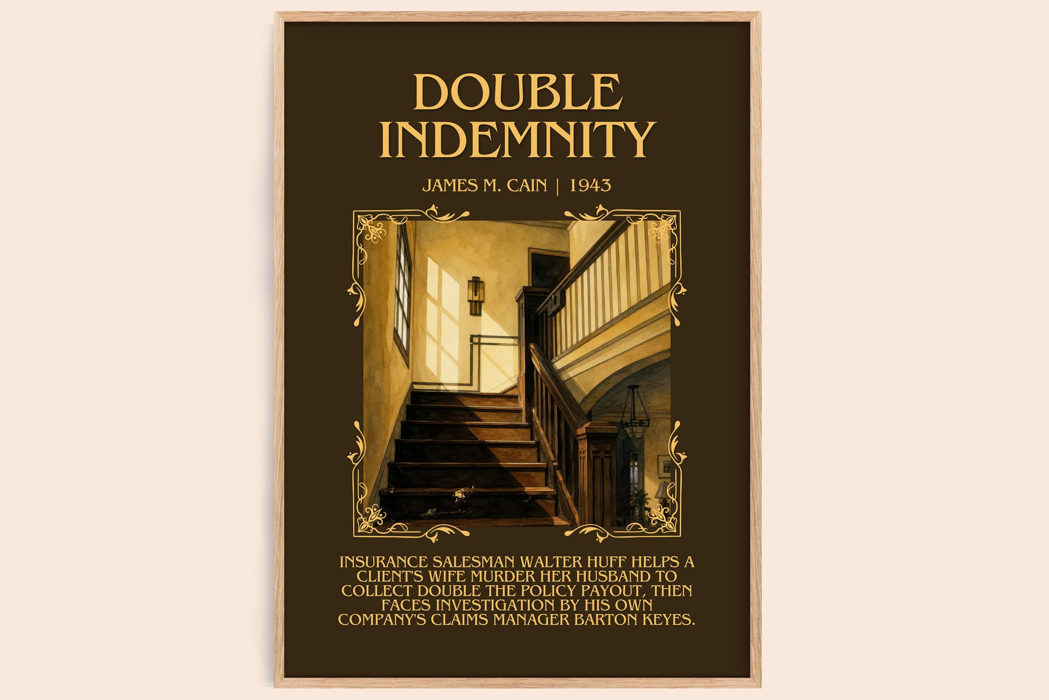 Double Indemnity Minimalist Book Poster by James M. Cain