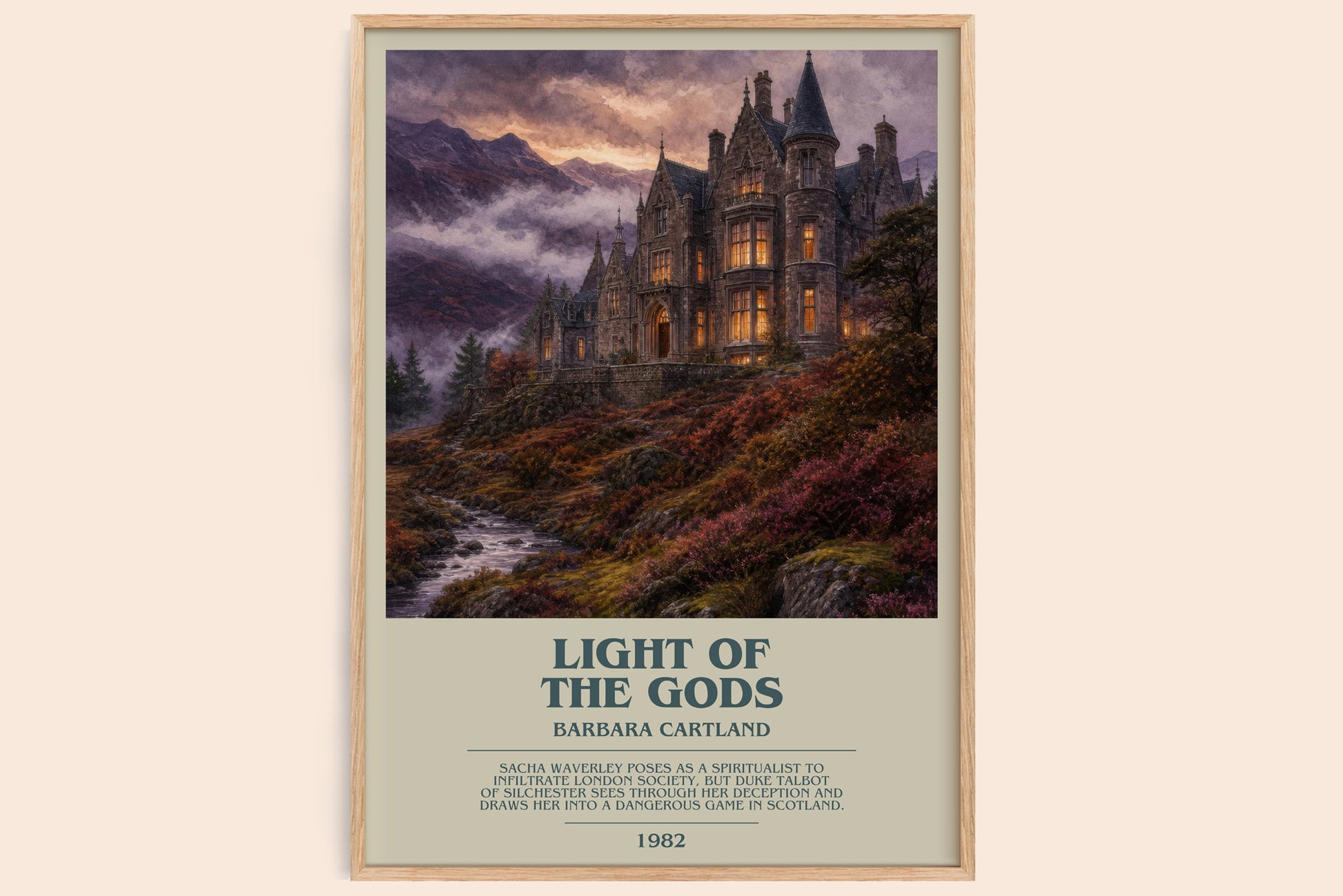 Light Of The Gods bookish book poster by Barbara Cartland – framed literary art print