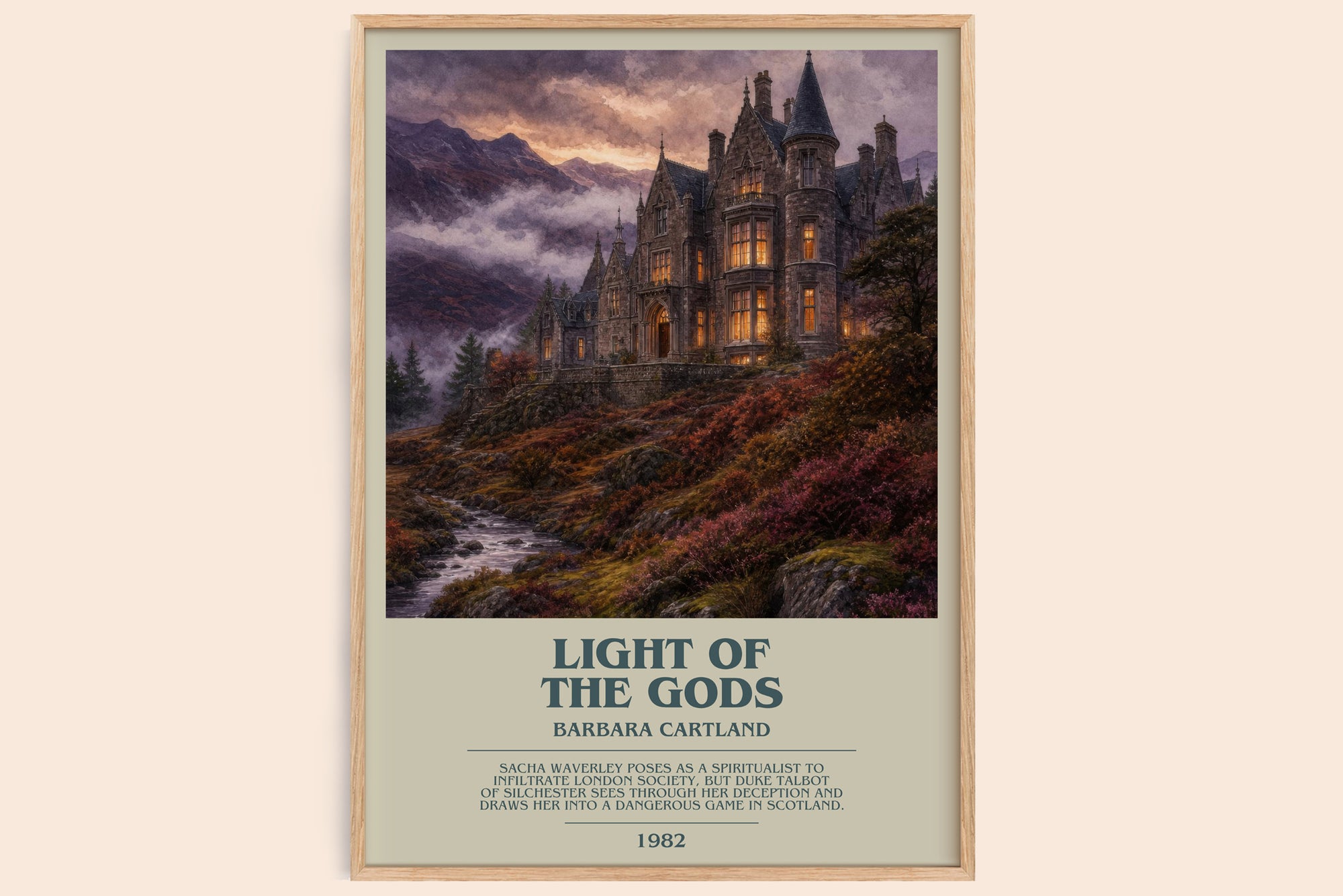 Light Of The Gods bookish book poster by Barbara Cartland – framed literary art print