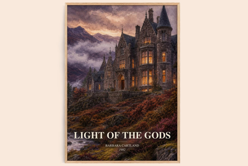 Light Of The Gods watercolour book poster by Barbara Cartland – framed literary art print