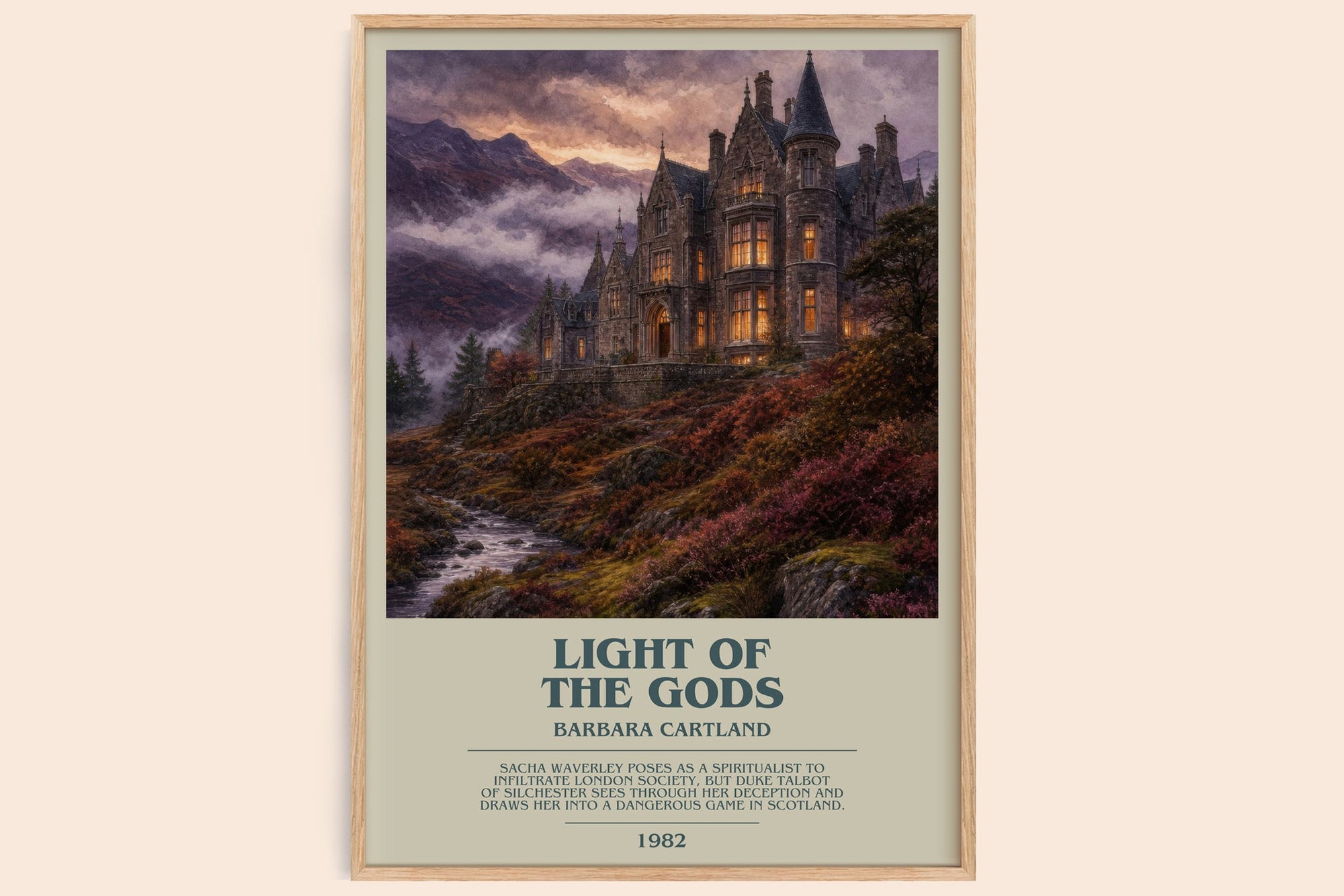 Light Of The Gods bookish book poster by Barbara Cartland – framed literary art print
