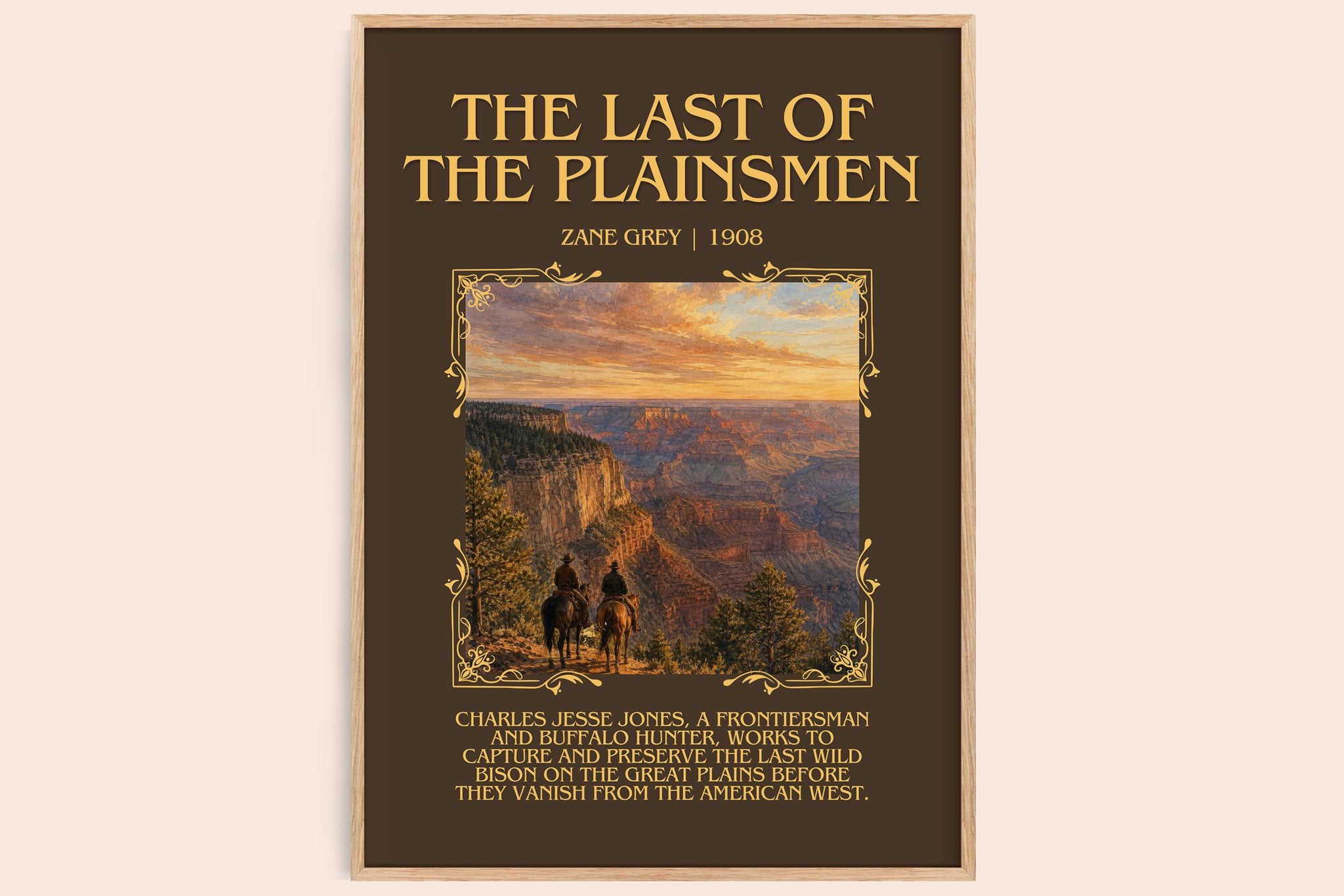 The Last of the Plainsmen Minimalist Book Poster by Zane Grey