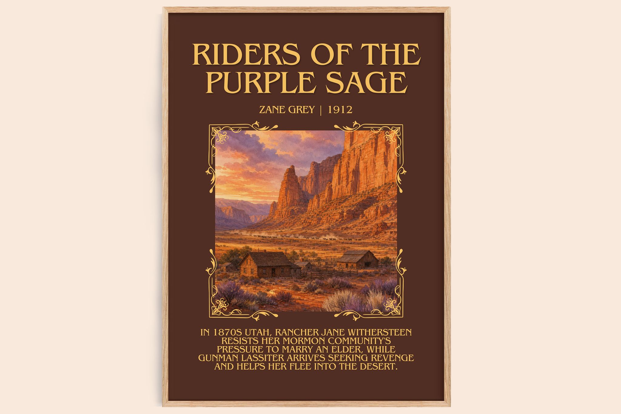 Riders of the Purple Sage Minimalist Book Poster by Zane Grey